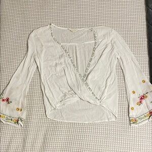 Lovestitch Cream Blouse with Floral Embroidery